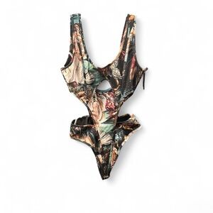 h:ours WOMENS MESH THONG AOP RENAISSANCE BODYSUIT M‎